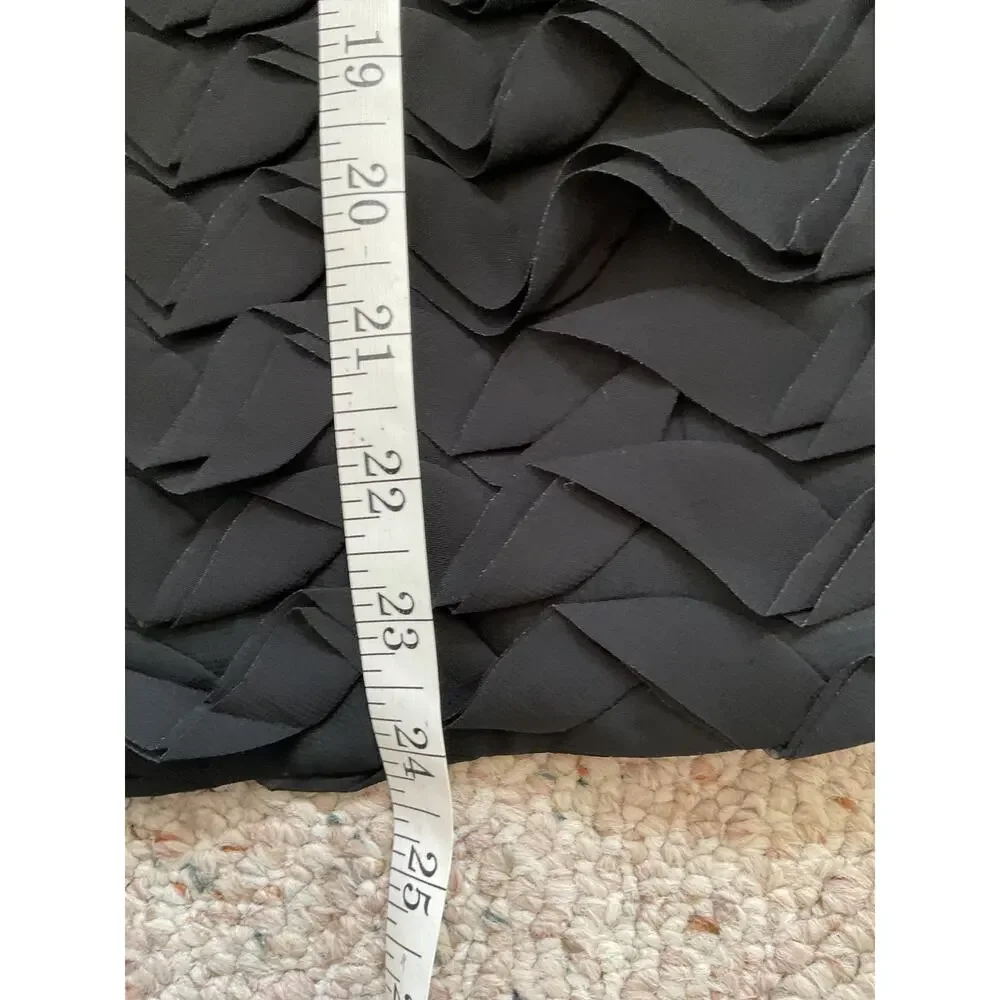 John Mark Black Ruffle Tiered Topper Jacket Hook & Eye Closure - Women's Size L